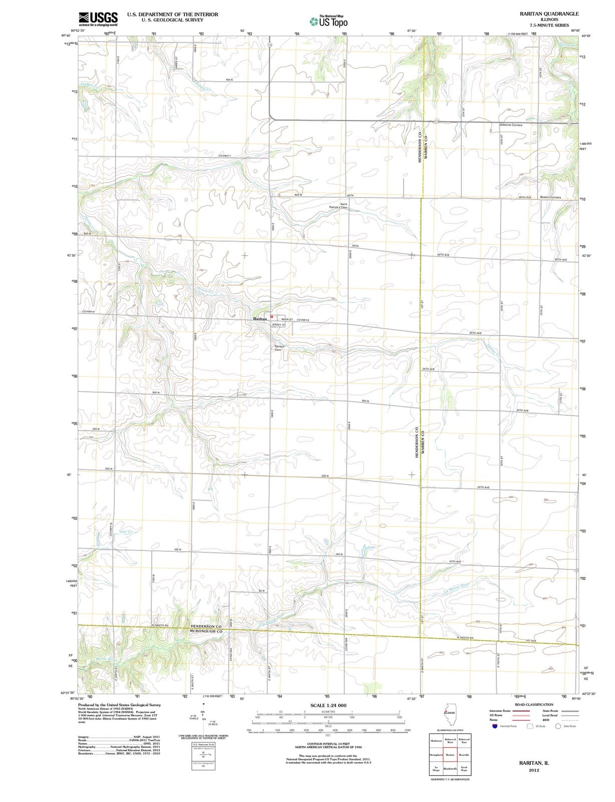 2012 Raritan, IL - Illinois - USGS Topographic Map