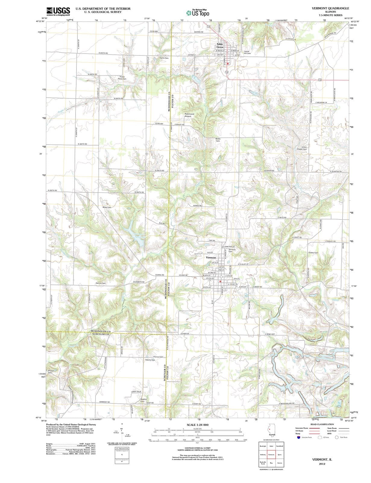 2012 Vermont, IL - Illinois - USGS Topographic Map
