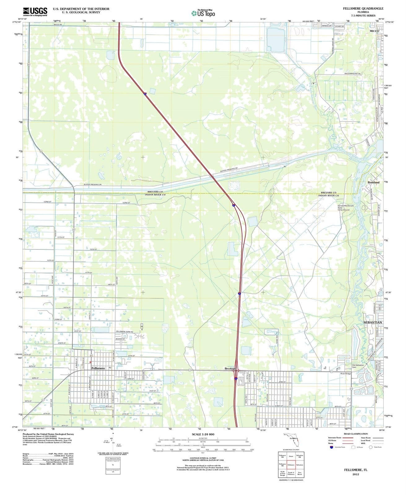 2012 Fellsmere, FL - Florida - USGS Topographic Map