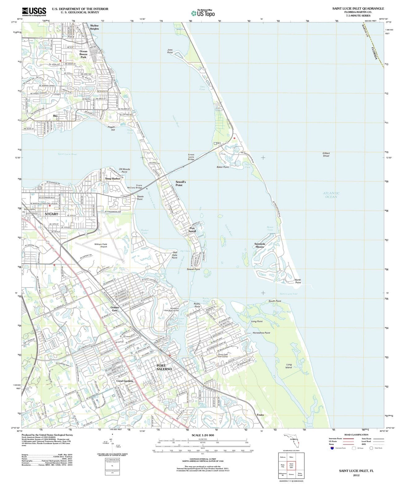 2012 Saint Lucie Inlet, FL - Florida - USGS Topographic Map