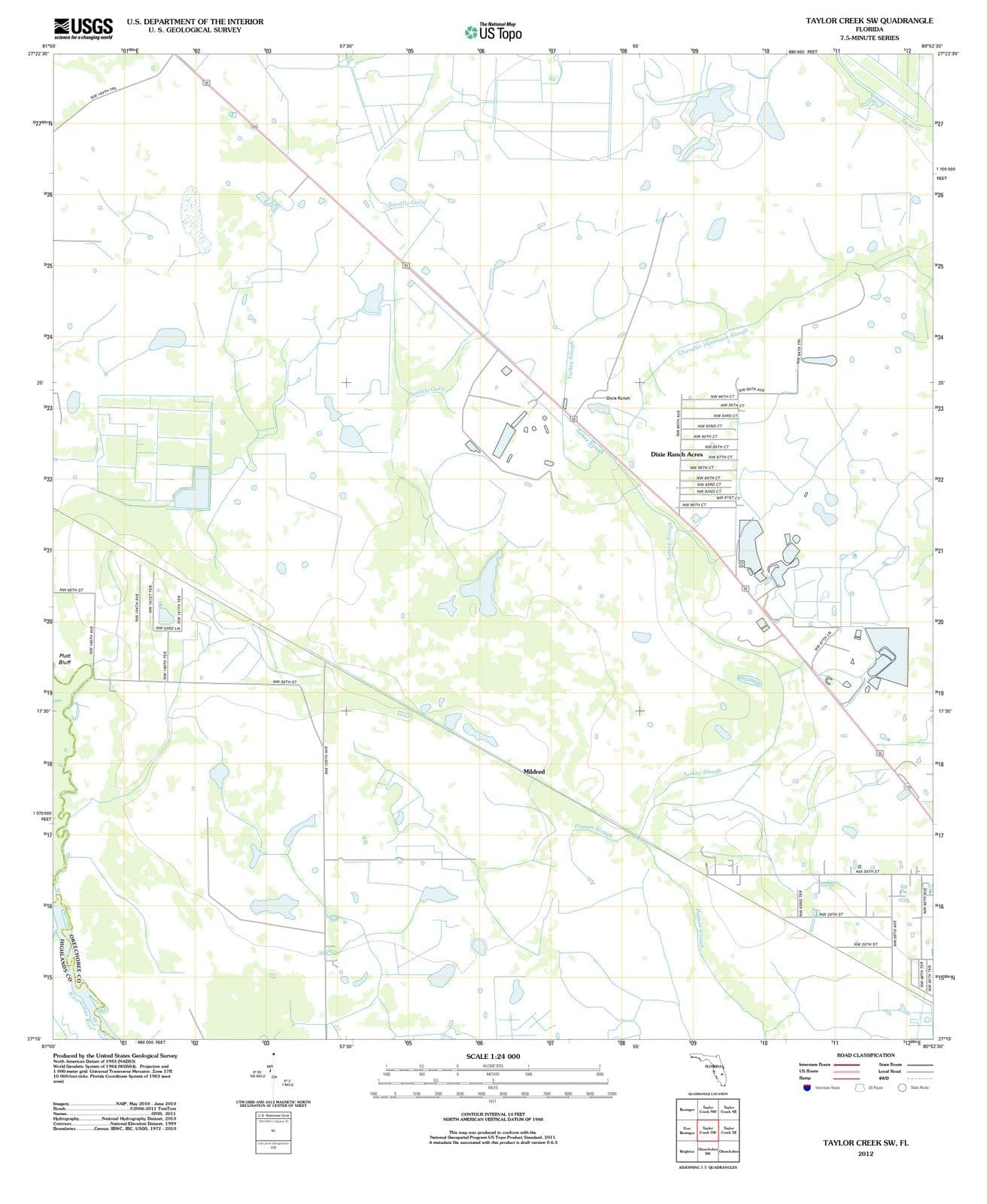 2012 Taylor Creek, FL - Florida - USGS Topographic Map v4