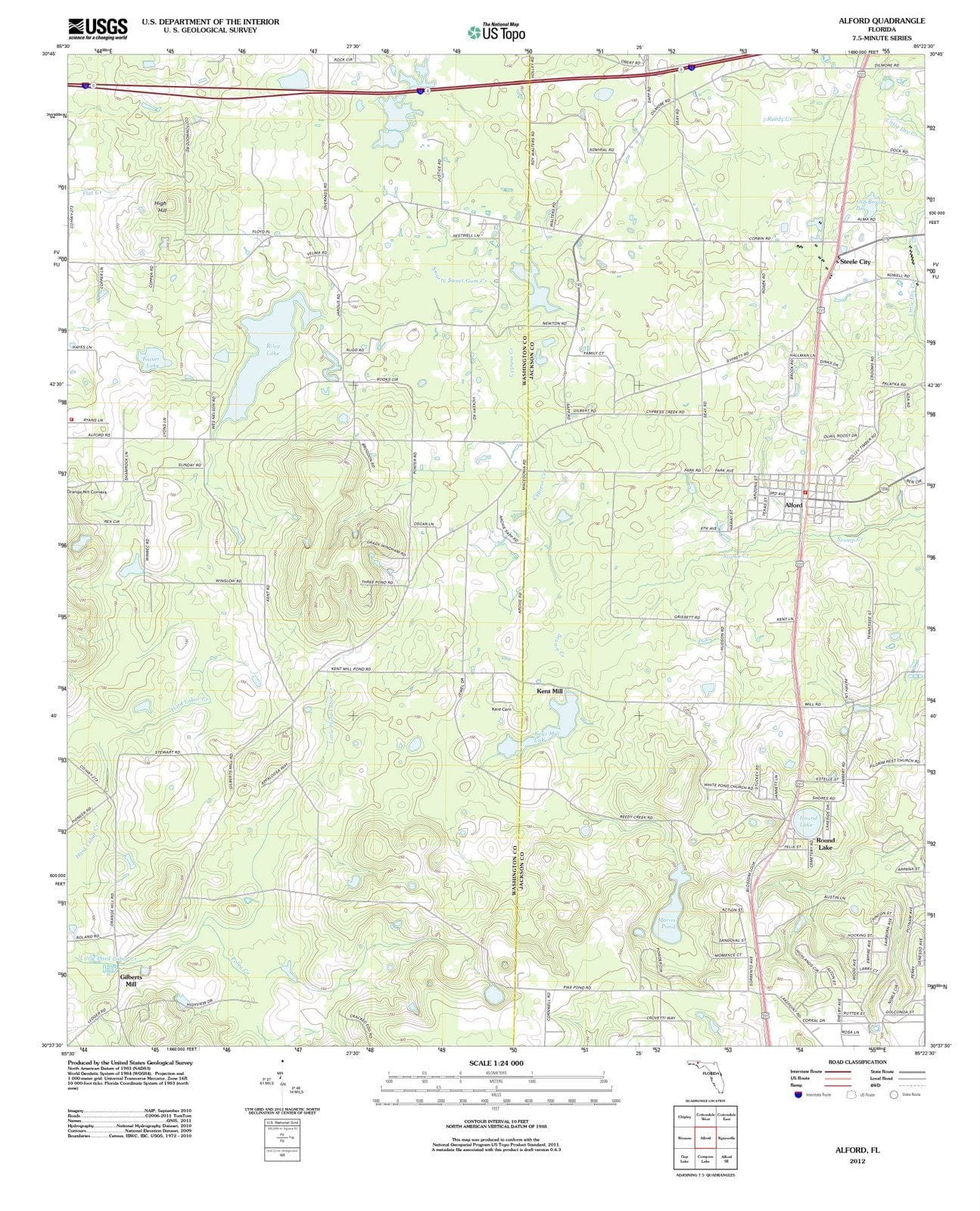 2012 Alford, FL - Florida - USGS Topographic Map