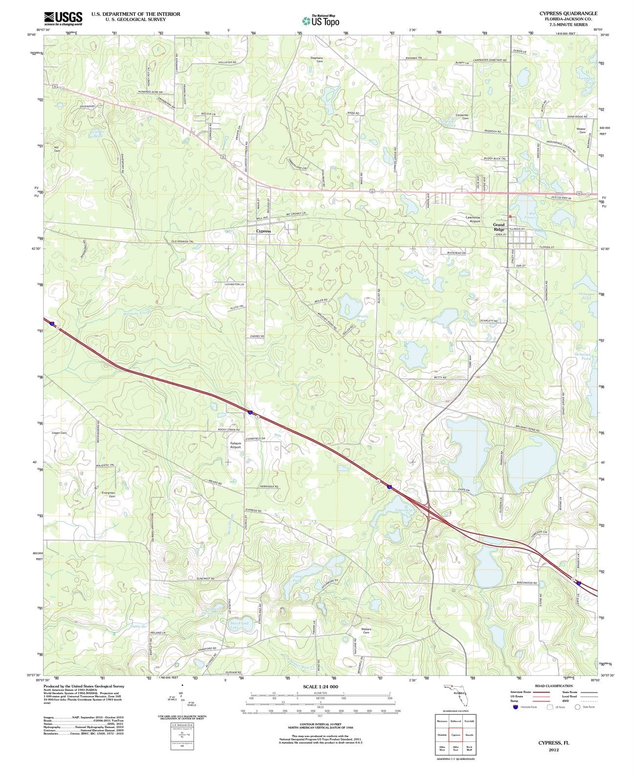 2012 Cypress, FL - Florida - USGS Topographic Map