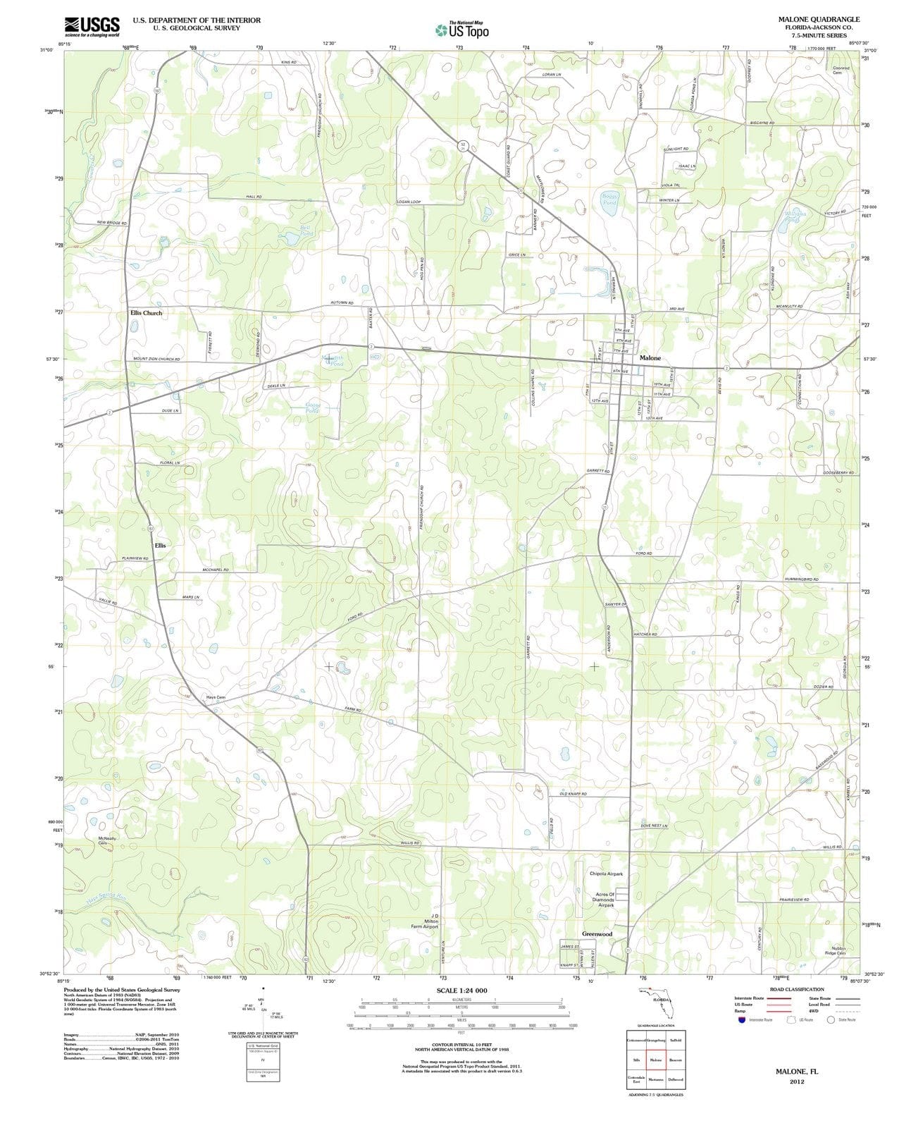 2012 Malone, FL - Florida - USGS Topographic Map