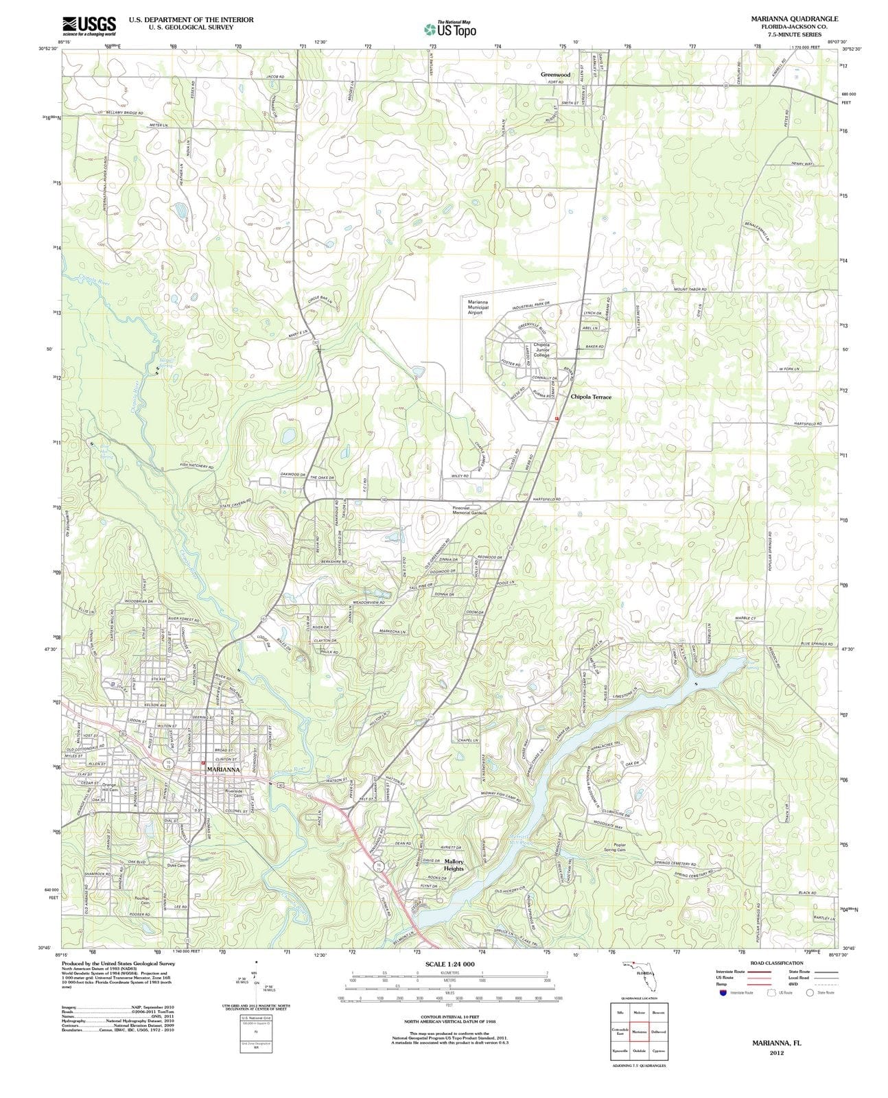 2012 Marianna, FL - Florida - USGS Topographic Map