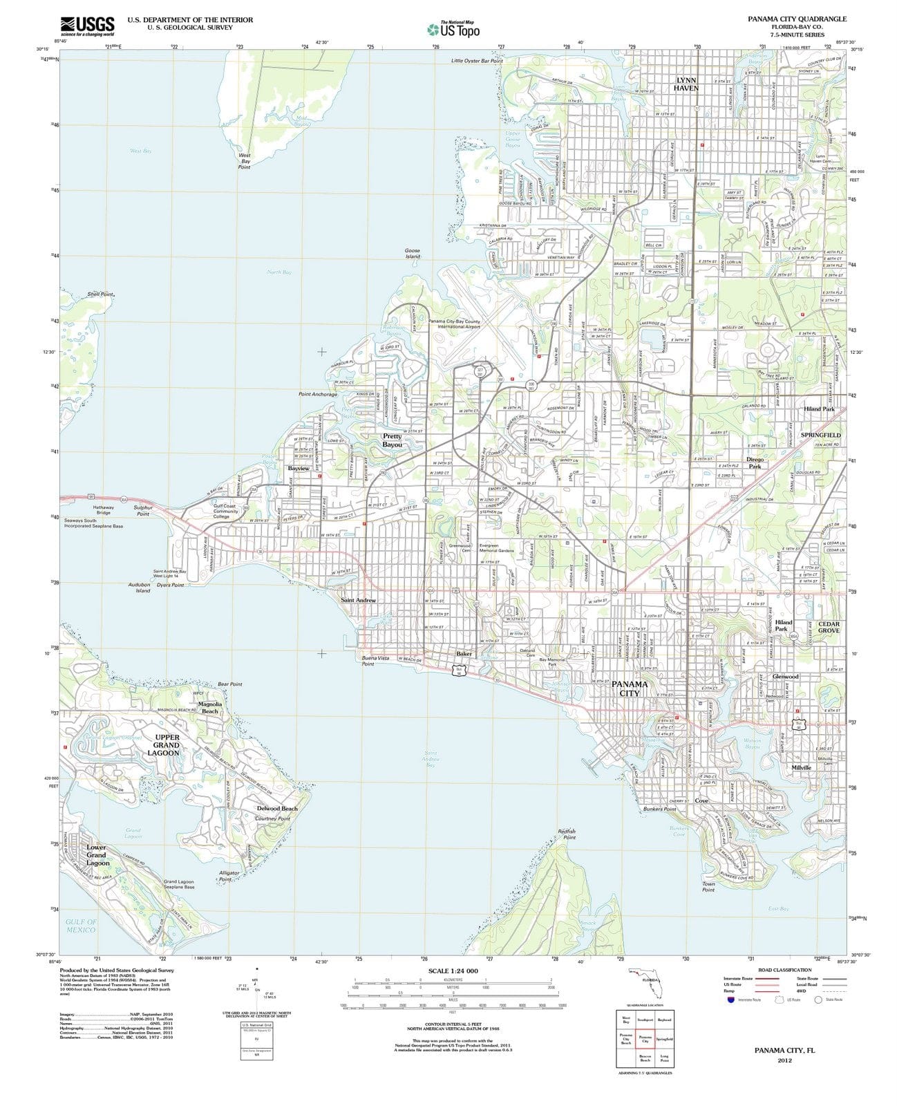 2012 Panama City, FL - Florida - USGS Topographic Map