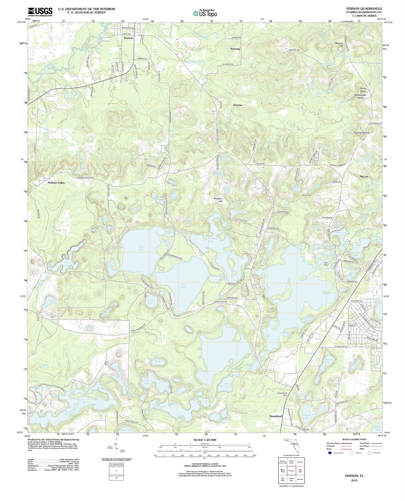 2012 Vernon, FL - Florida - USGS Topographic Map