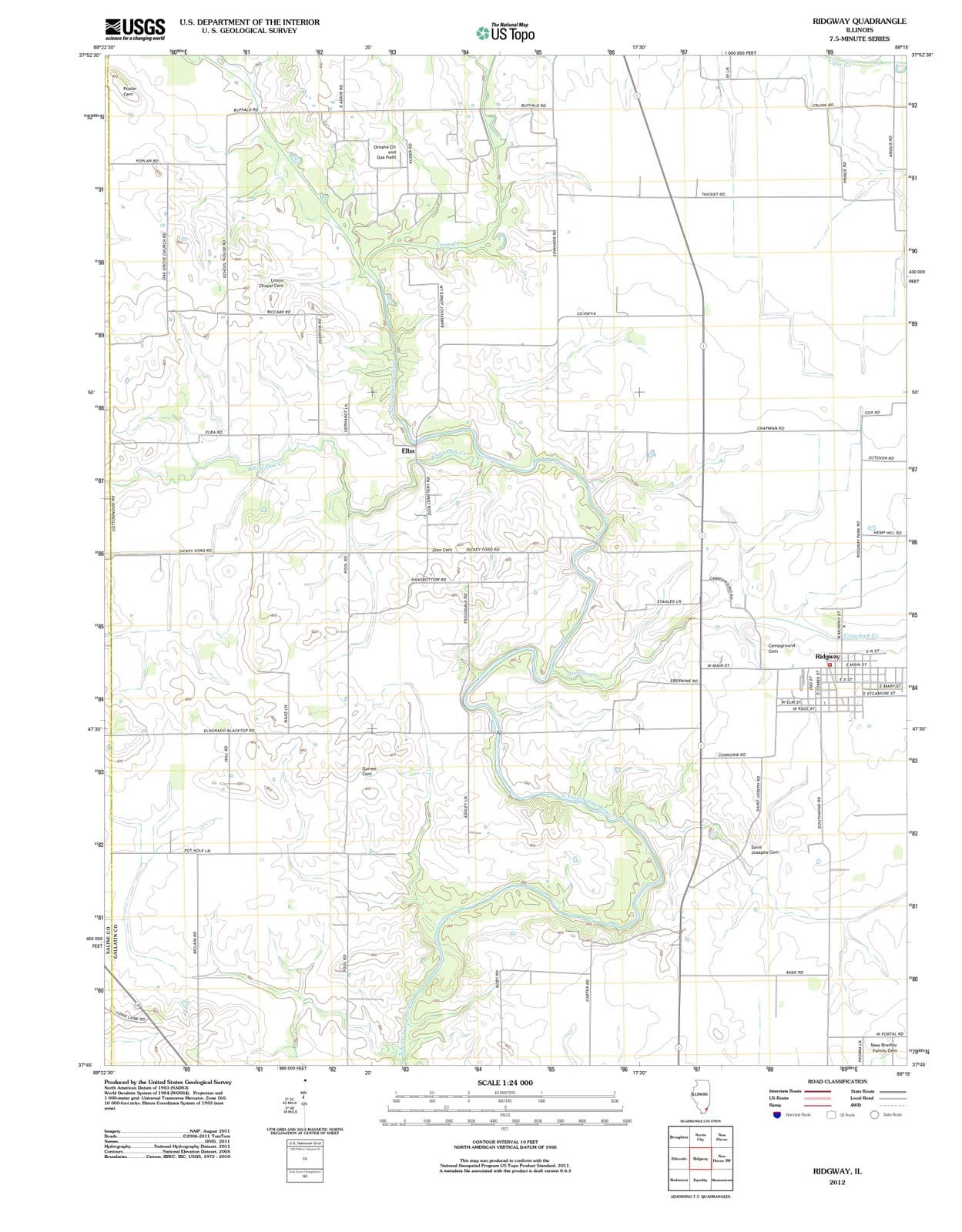 2012 Ridgway, IL - Illinois - USGS Topographic Map