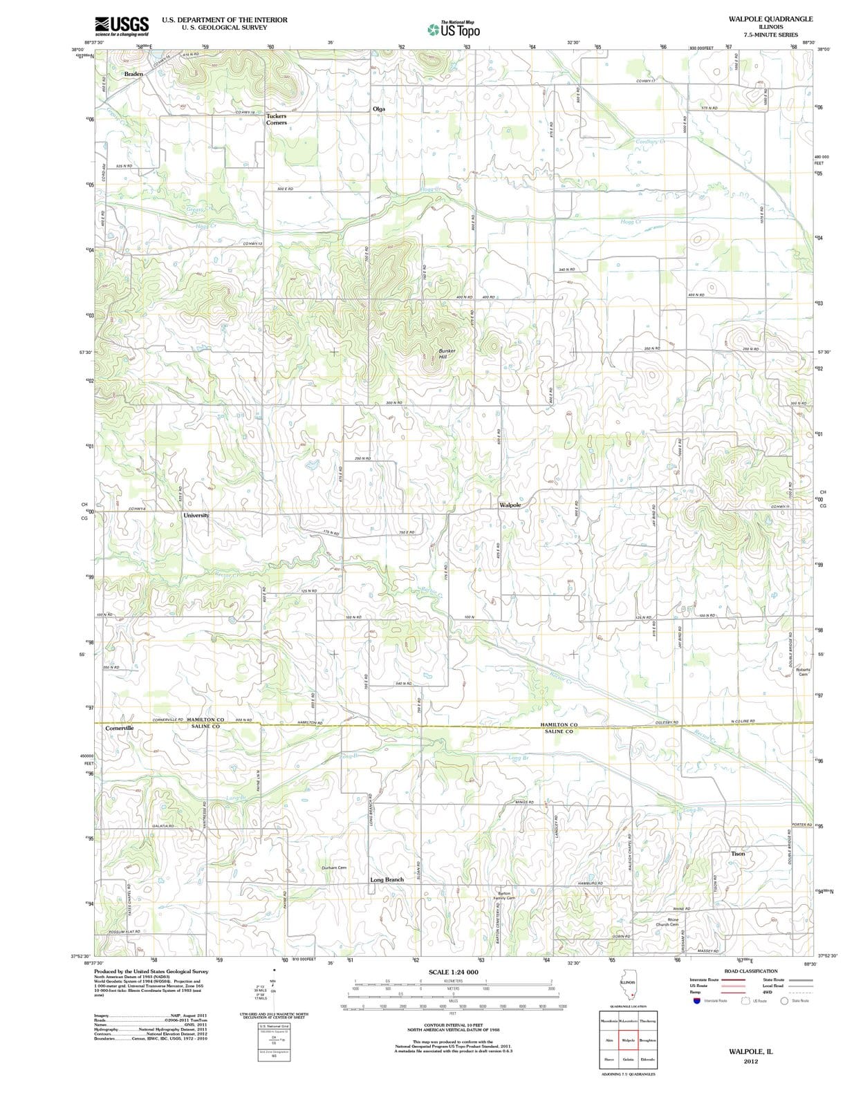 2012 Walpole, IL - Illinois - USGS Topographic Map
