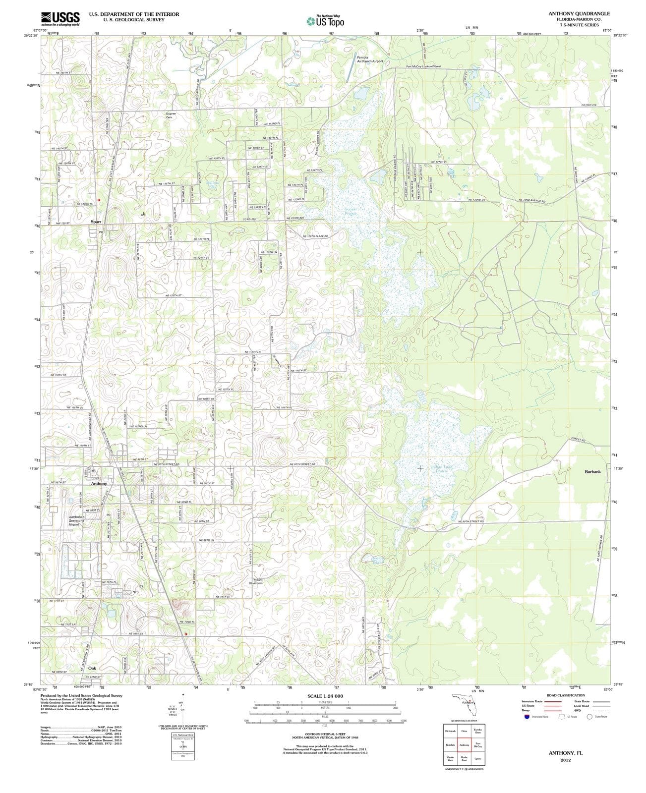 2012 Anthony, FL - Florida - USGS Topographic Map