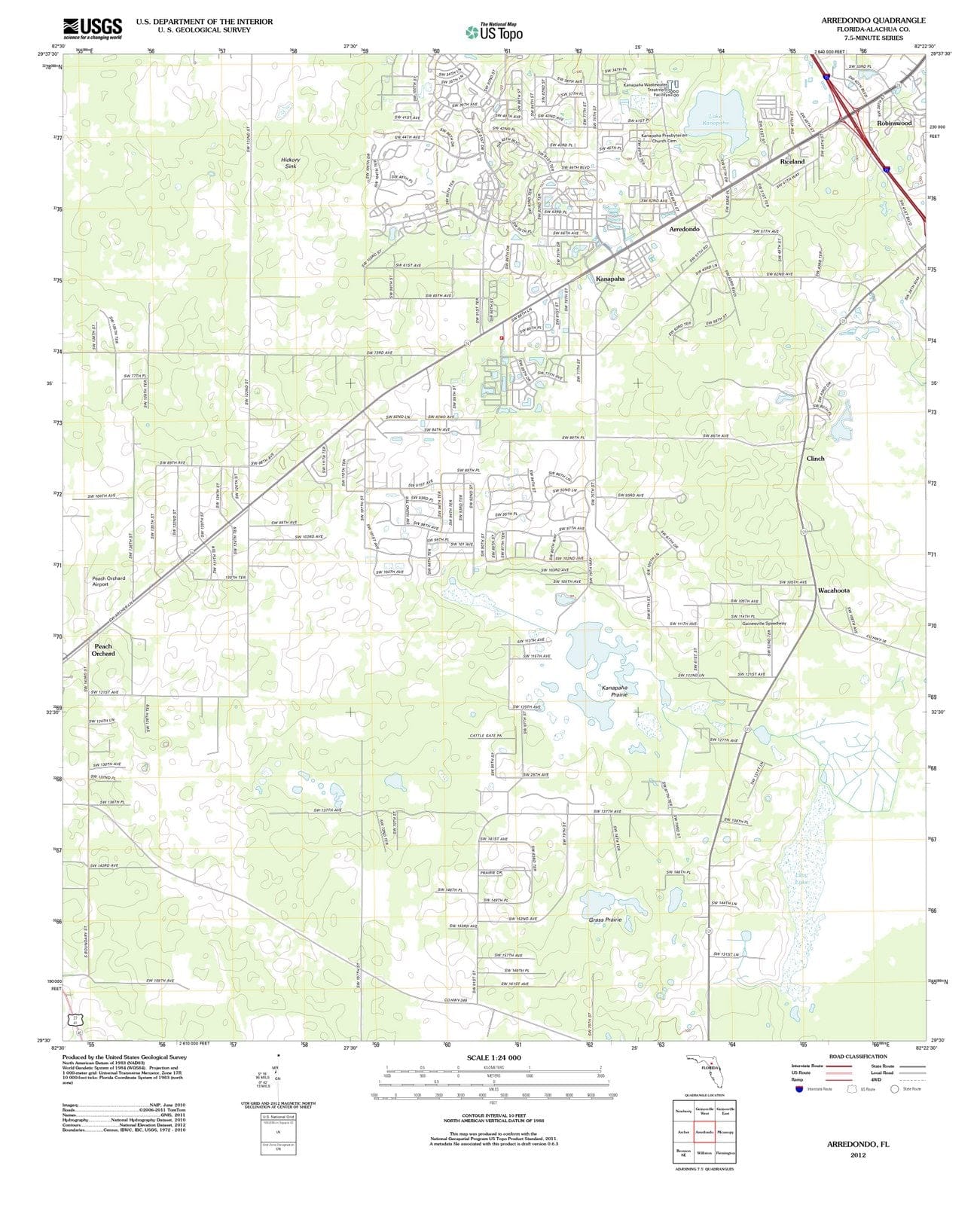 2012 Arredondo, FL - Florida - USGS Topographic Map