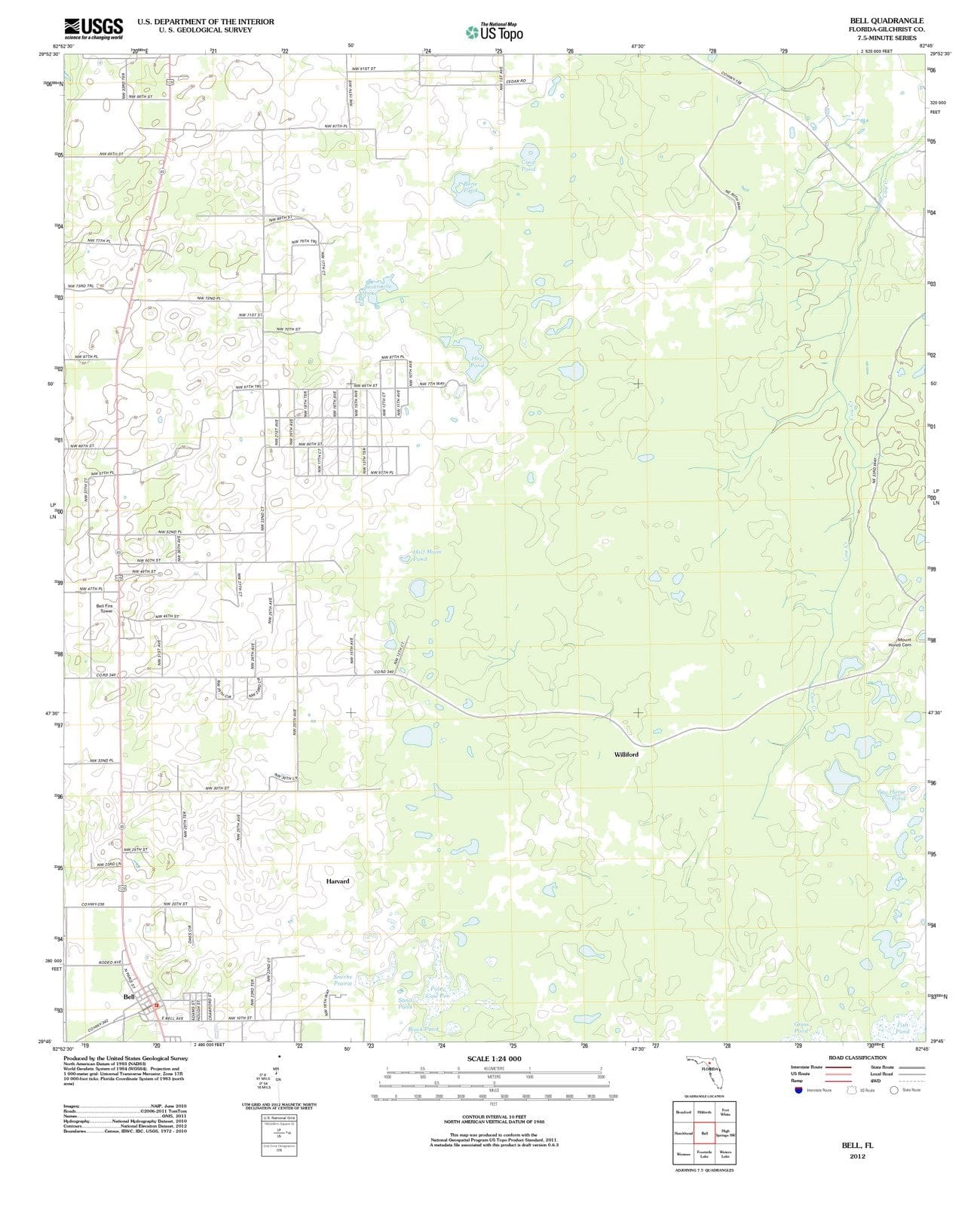 2012 Bell, FL - Florida - USGS Topographic Map