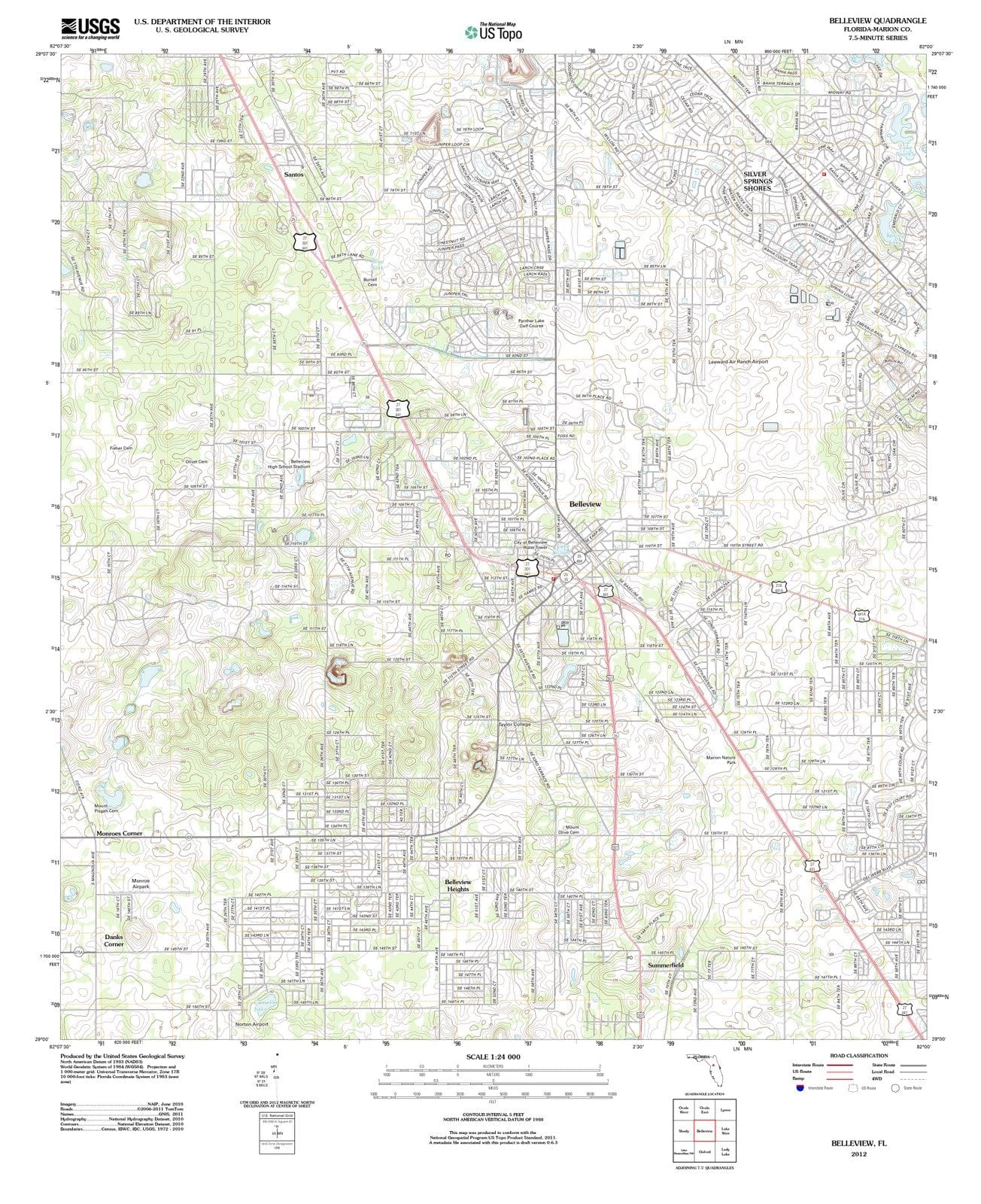 2012 Belleview, FL - Florida - USGS Topographic Map