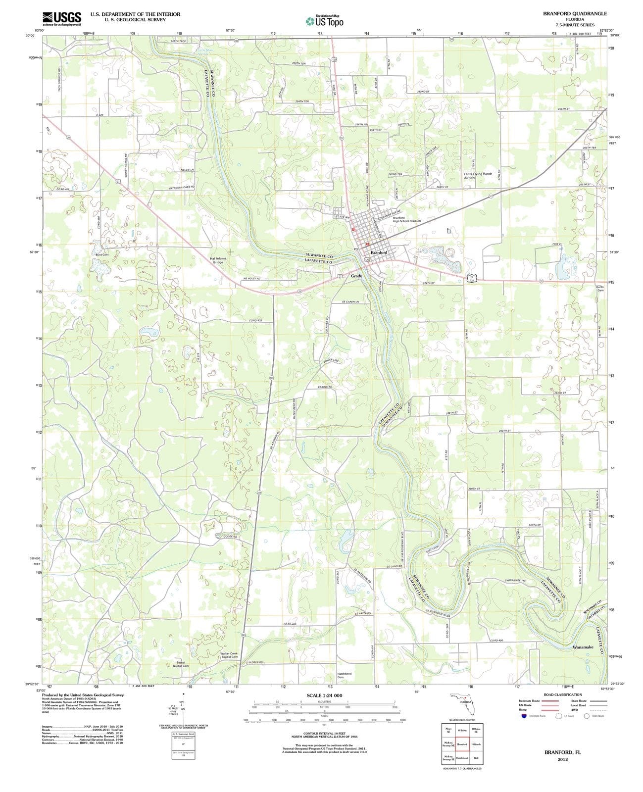 2012 Branford, FL - Florida - USGS Topographic Map