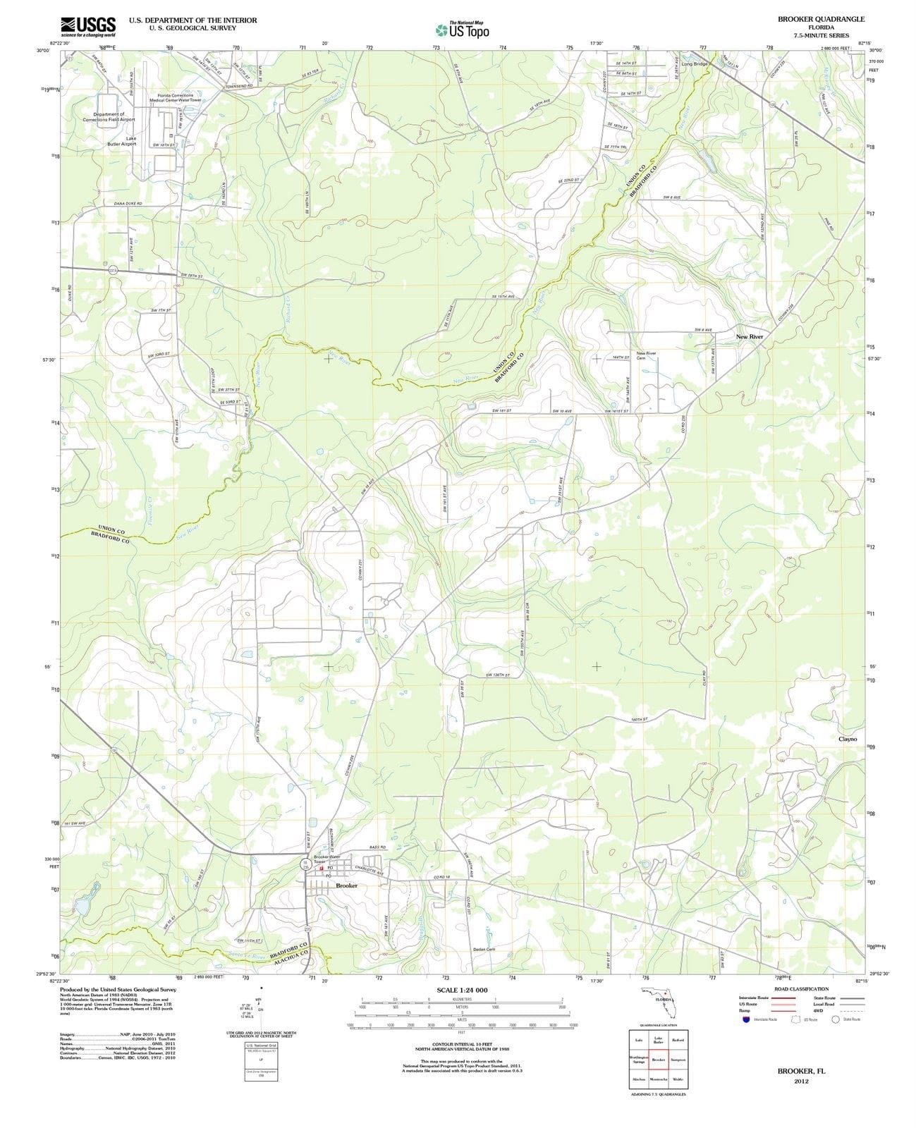 2012 Brooker, FL - Florida - USGS Topographic Map