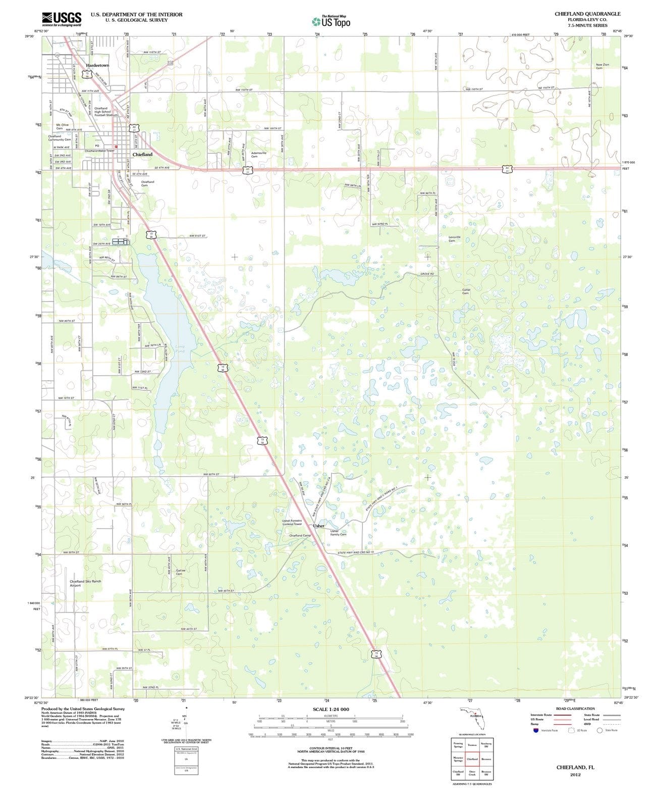 2012 Chiefland, FL - Florida - USGS Topographic Map