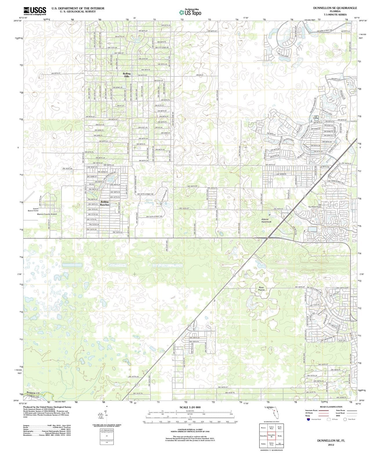 2012 Dunnellon, FL - Florida - USGS Topographic Map v2