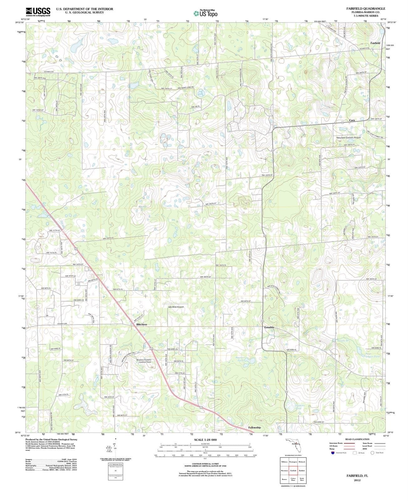 2012 Fairfield, FL - Florida - USGS Topographic Map