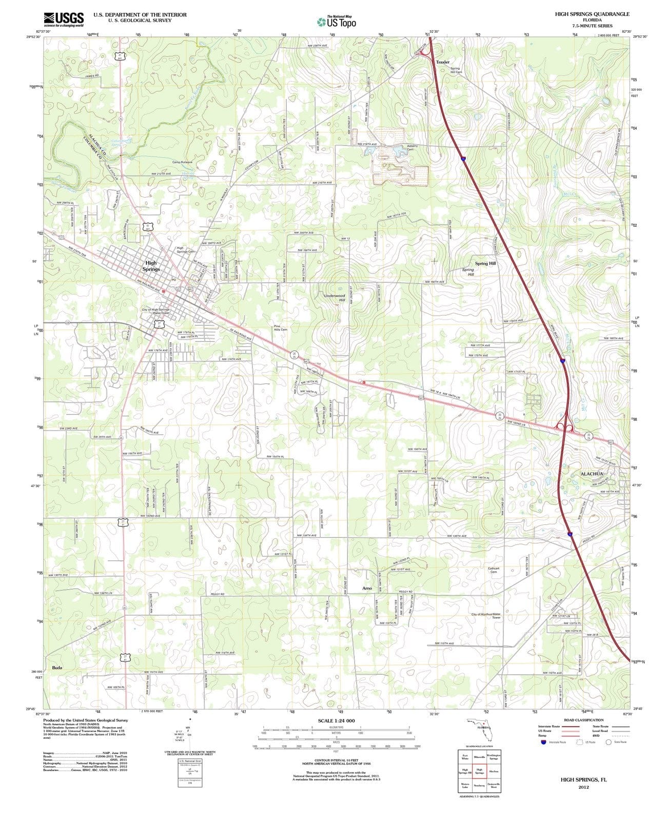 2012 High Springs, FL - Florida - USGS Topographic Map