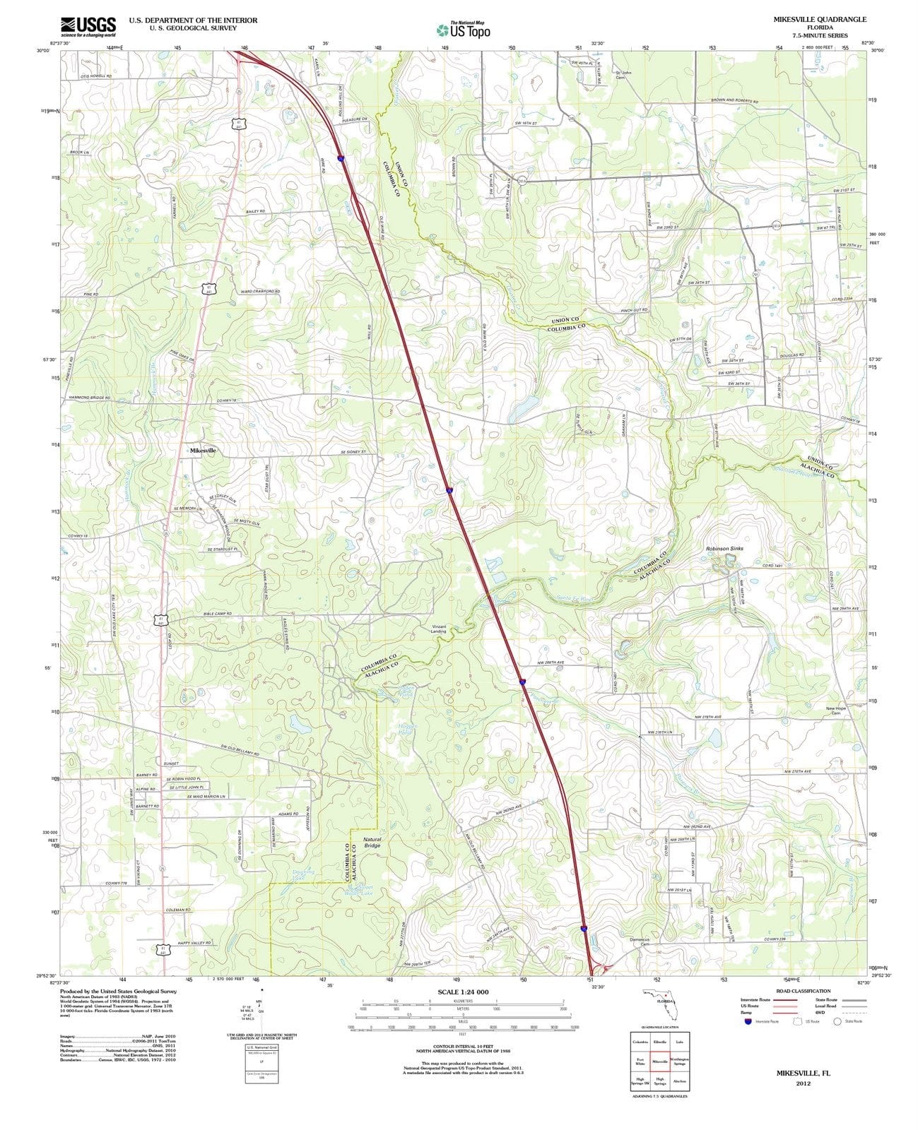 2012 Mikesville, FL - Florida - USGS Topographic Map