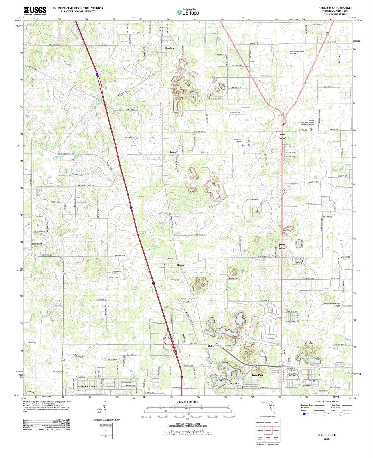 2012 Reddick, FL - Florida - USGS Topographic Map