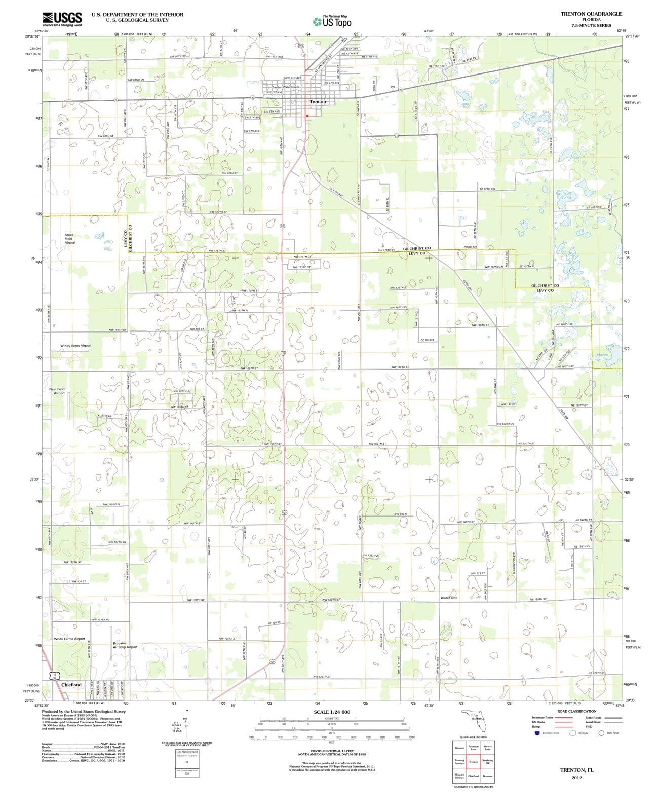 2012 Trenton, FL - Florida - USGS Topographic Map