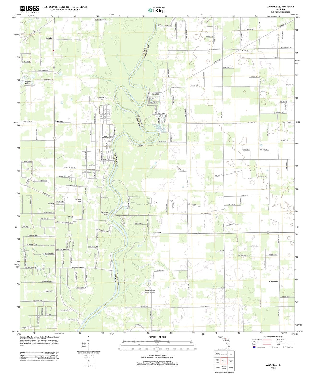 2012 Wannee, FL - Florida - USGS Topographic Map