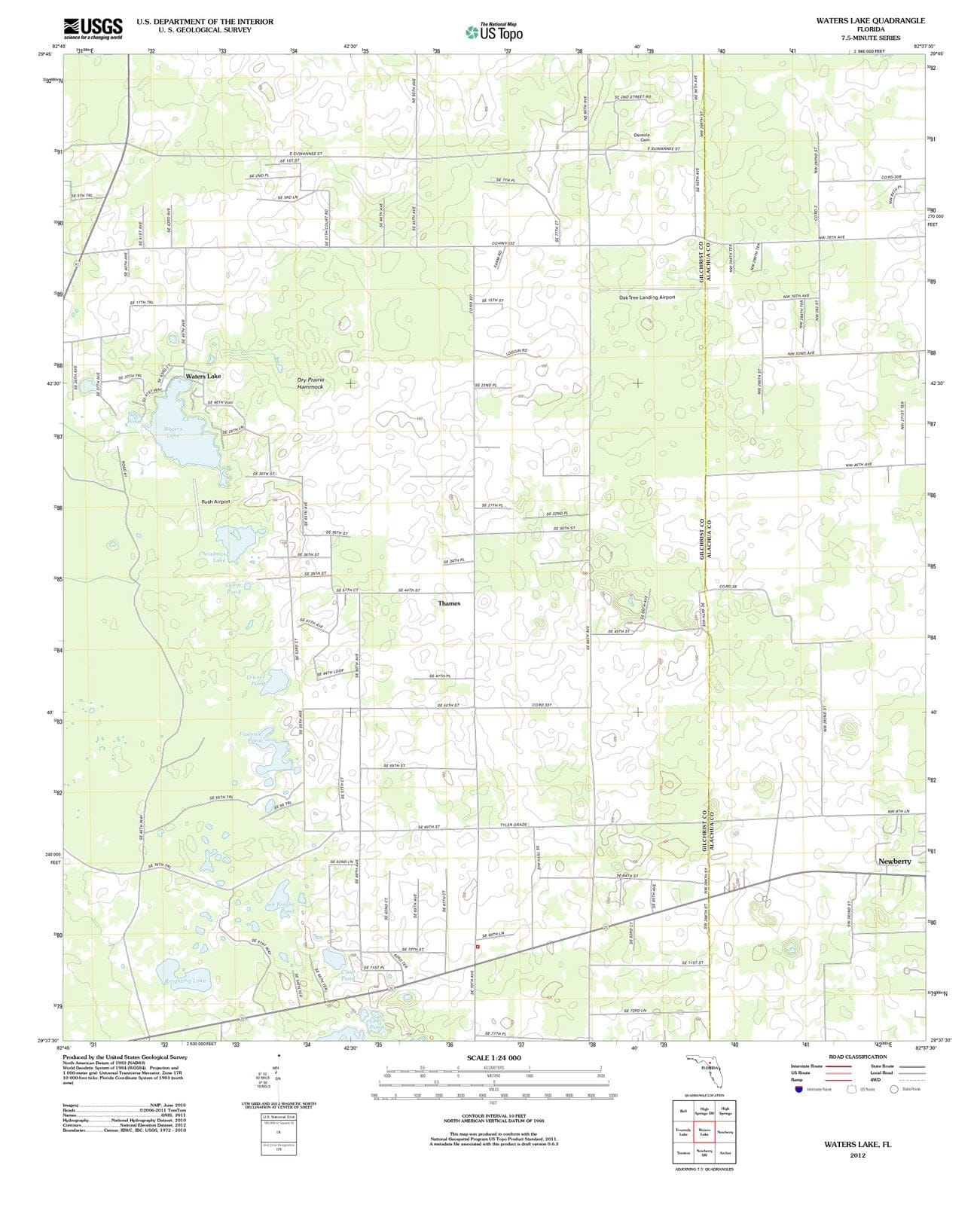 2012 Waters Lake, FL - Florida - USGS Topographic Map