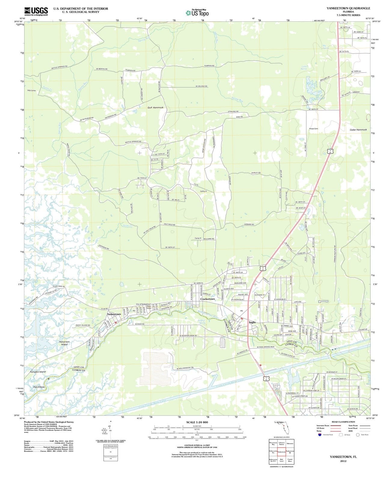 2012 Yankeetown, FL - Florida - USGS Topographic Map