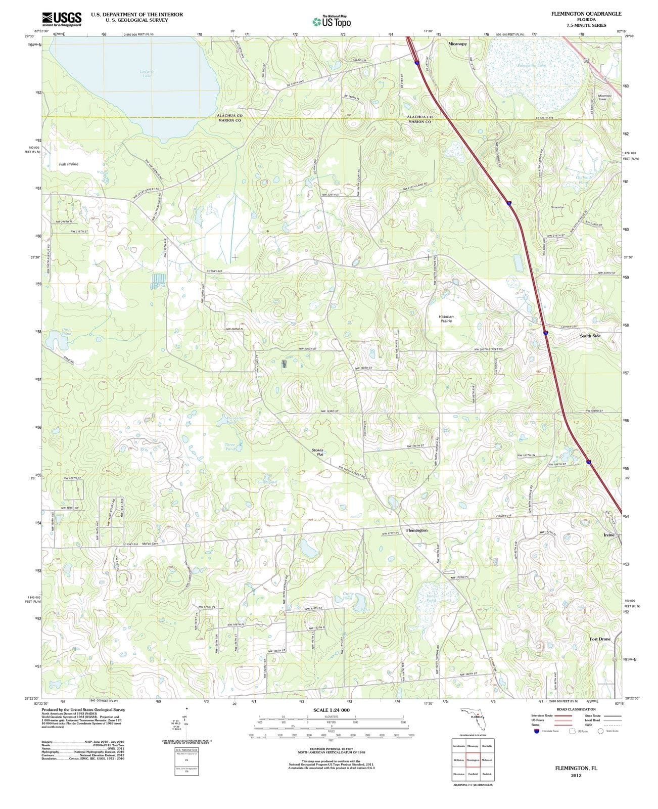 2012 Flemington, FL - Florida - USGS Topographic Map