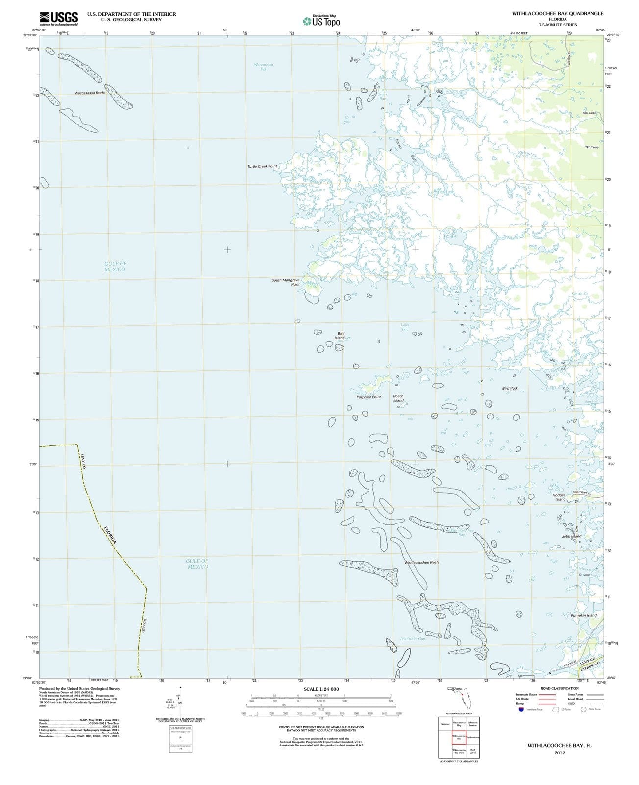 2012 Withlacoochee Bay, FL - Florida - USGS Topographic Map