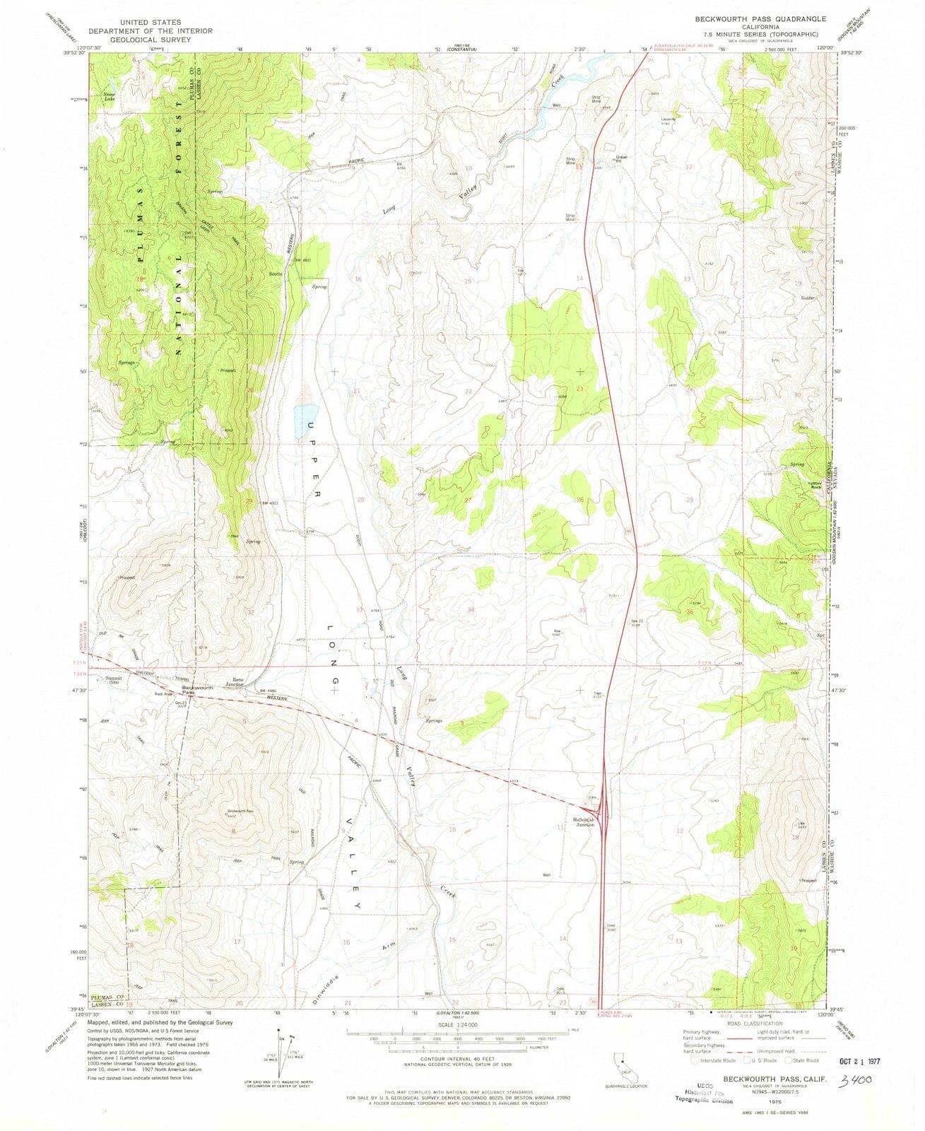 1975 Beckwourth Pass, CA - California - USGS Topographic Map
