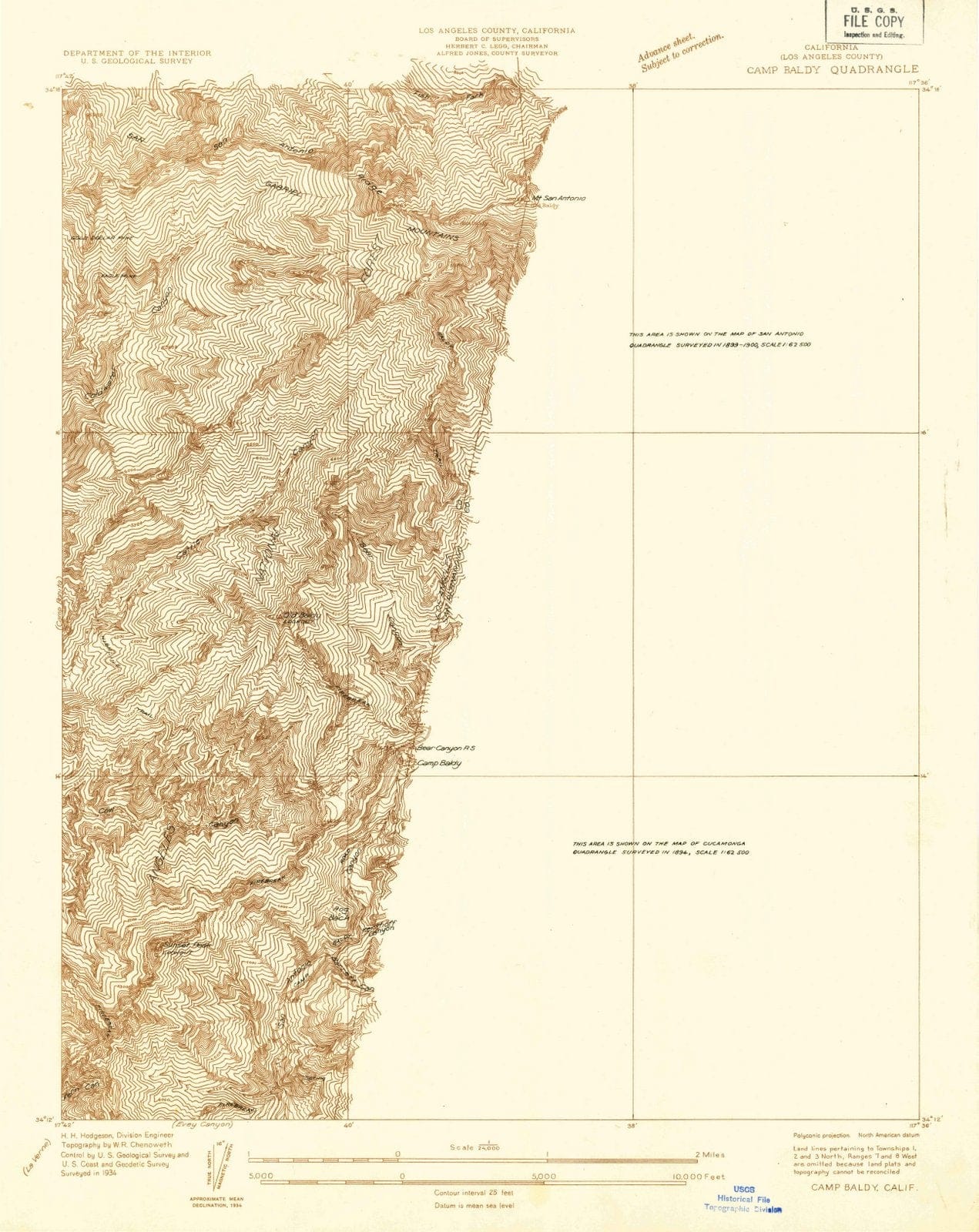 1934 Camp Baldy, CA - California - USGS Topographic Map