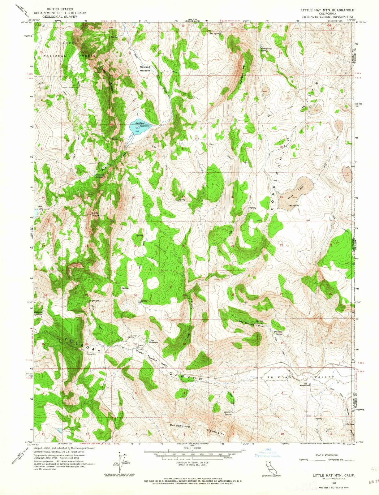 1962 Little Hat MTN, CA - California - USGS Topographic Map