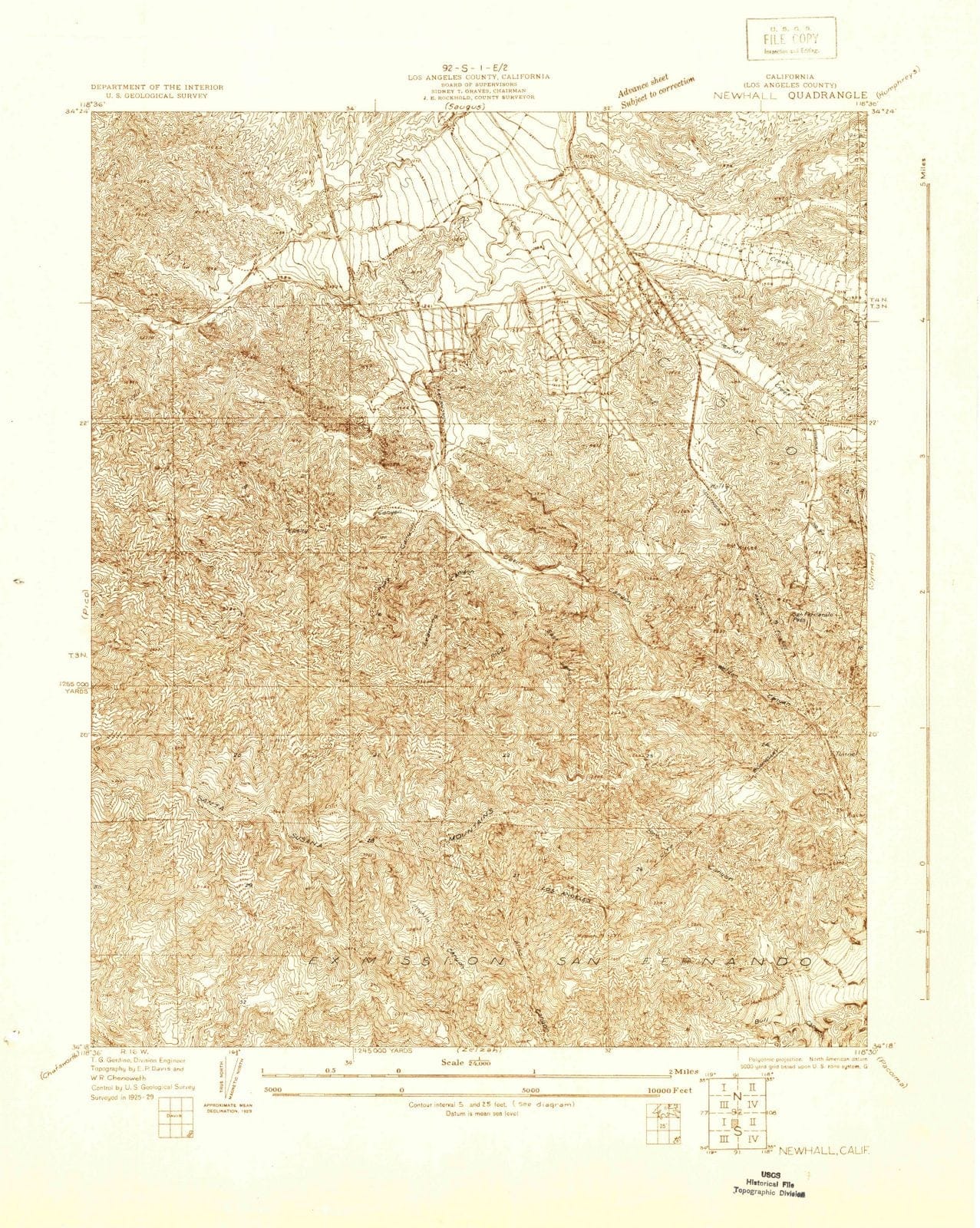 1929 Newhall, CA - California - USGS Topographic Map