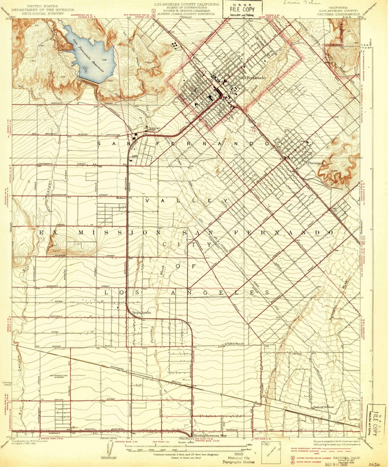 1927 Pacoima, CA - California - USGS Topographic Map