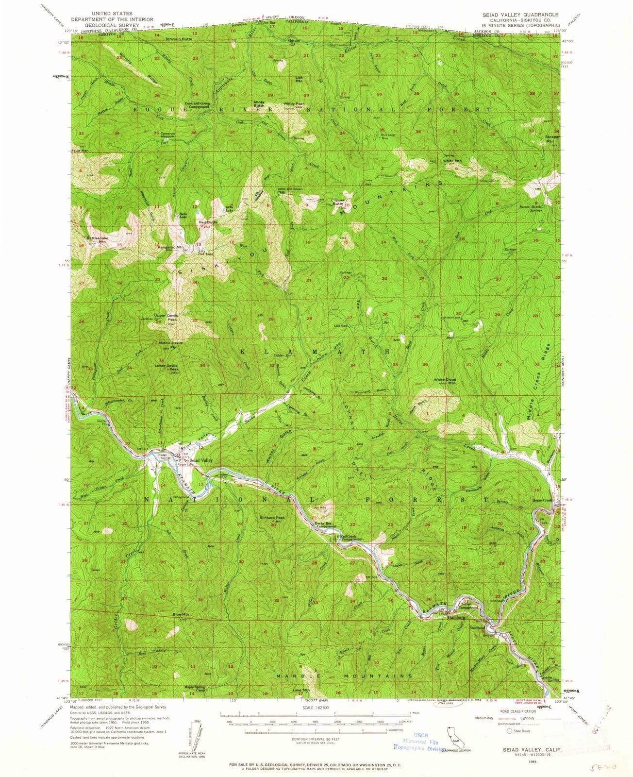 1955 Seiad Valley, CA - California - USGS Topographic Map