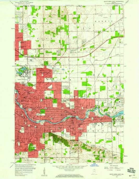 1958 South Bend East, in - Indiana - USGS Topographic Map