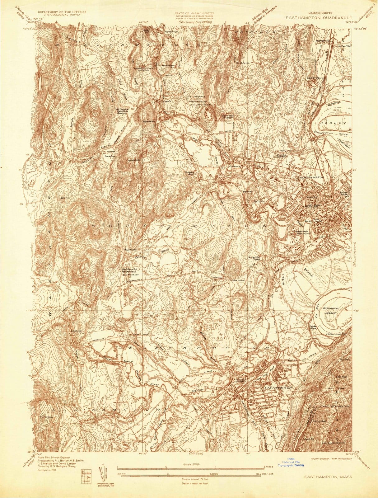 1935 Easthampton, MA - Massachusetts - USGS Topographic Map