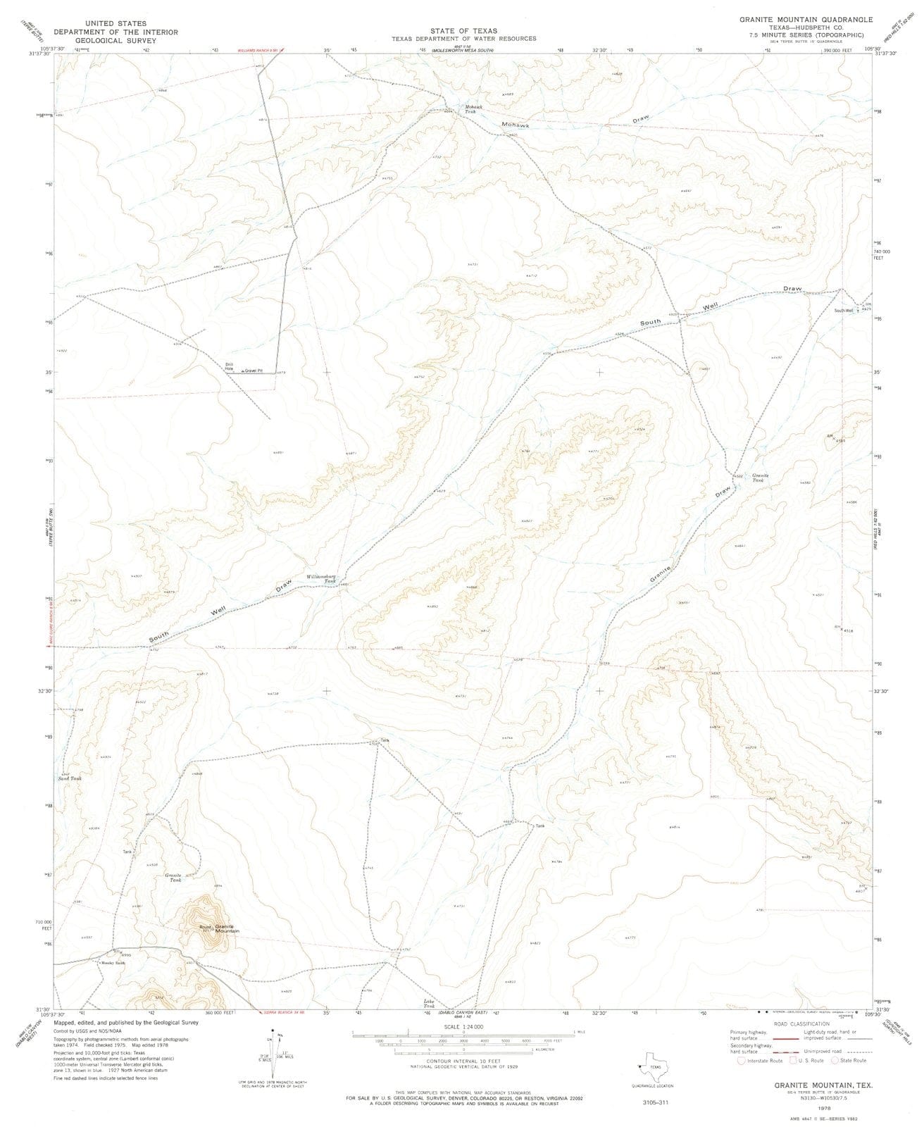 1978 Granite Mountain, TX - Texas - USGS Topographic Map
