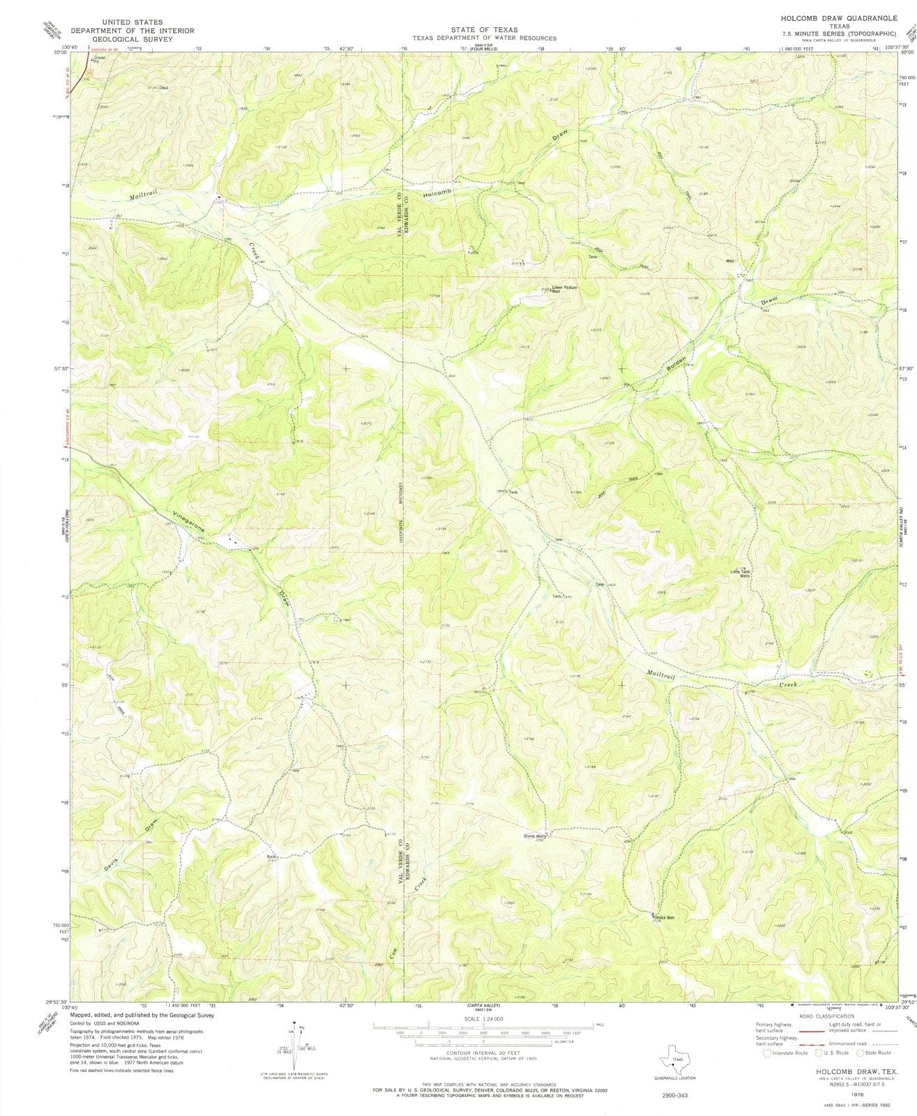 1978 Holcombraw, TX - Texas - USGS Topographic Map