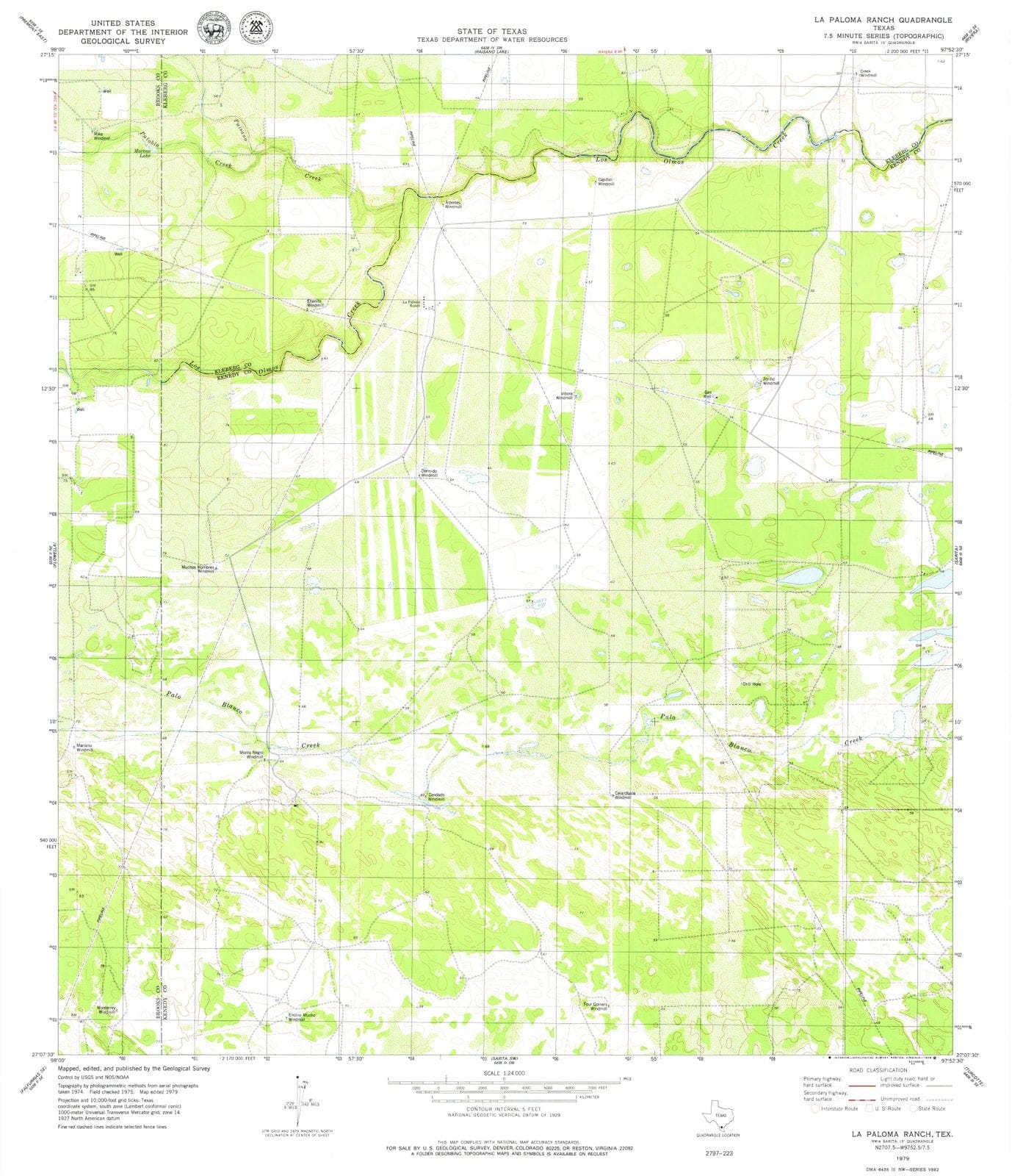 1979 La Paloma Ranch, TX - Texas - USGS Topographic Map