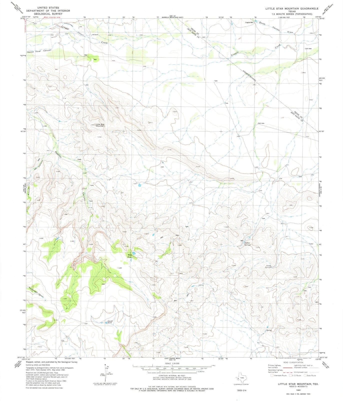 1980 Little Star Mountain, TX - Texas - USGS Topographic Map