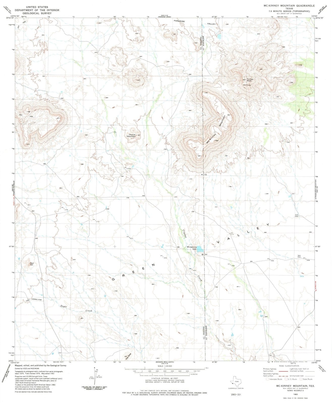 1983 McKinney Mountain, TX - Texas - USGS Topographic Map