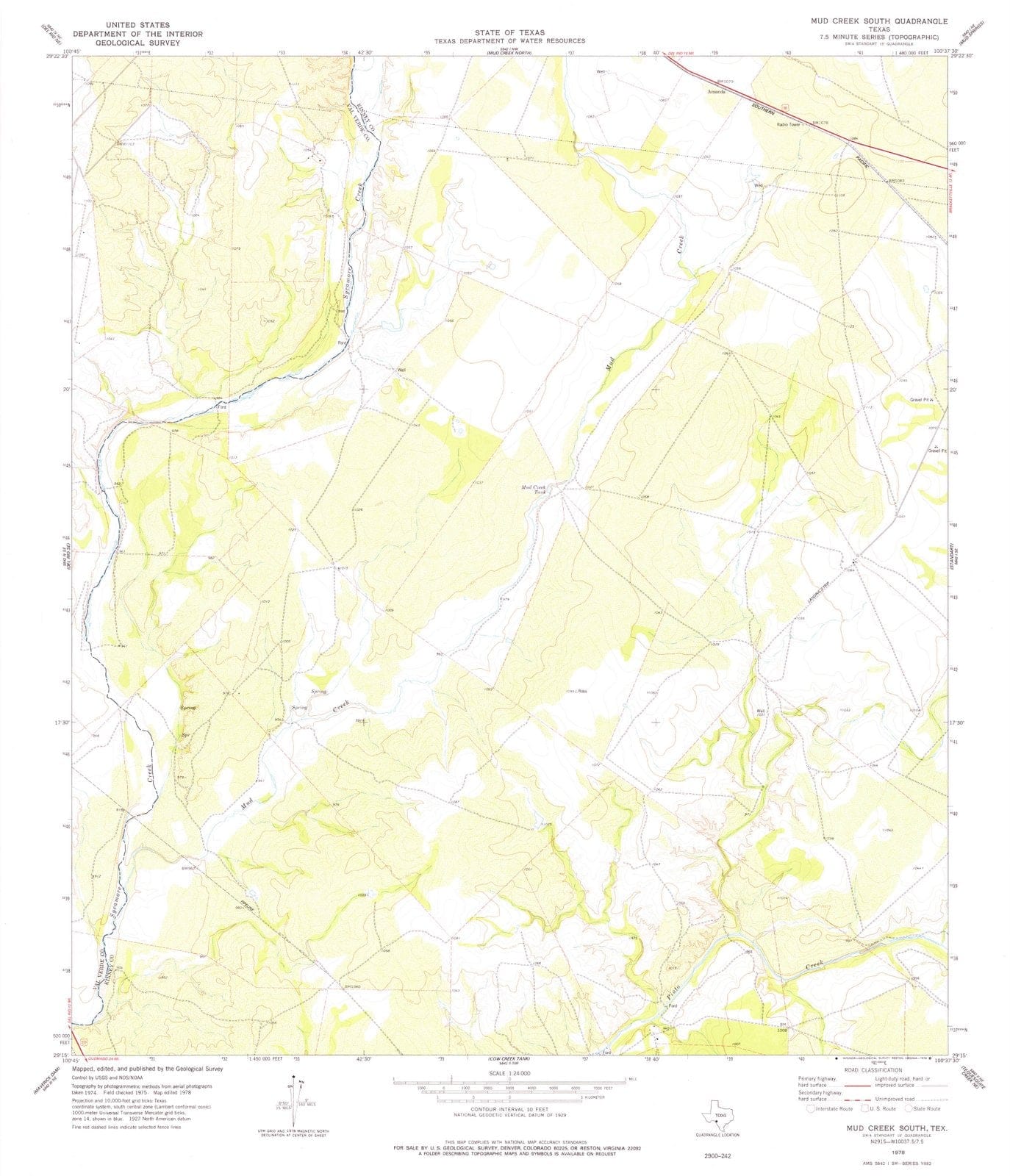 1978 Mud Creek South, TX - Texas - USGS Topographic Map