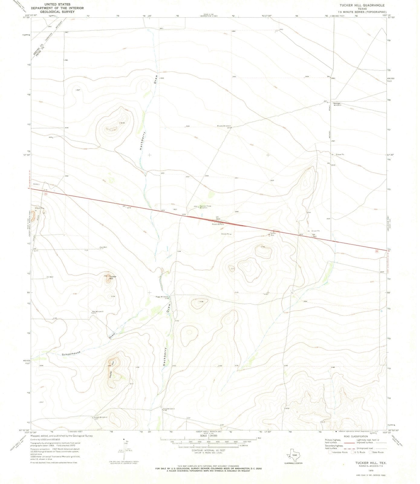 1970 Tucker Hill, TX - Texas - USGS Topographic Map