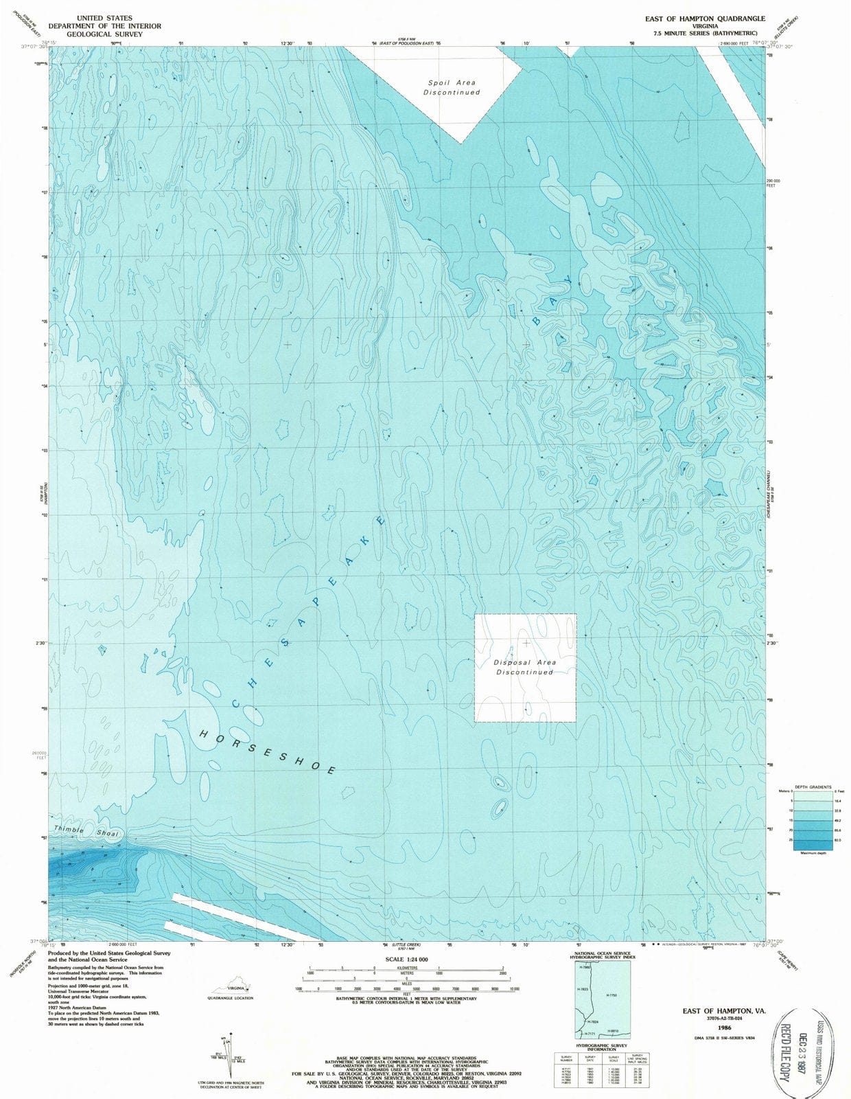 1986 East of Hampton, VA - Virginia - USGS Topographic Map
