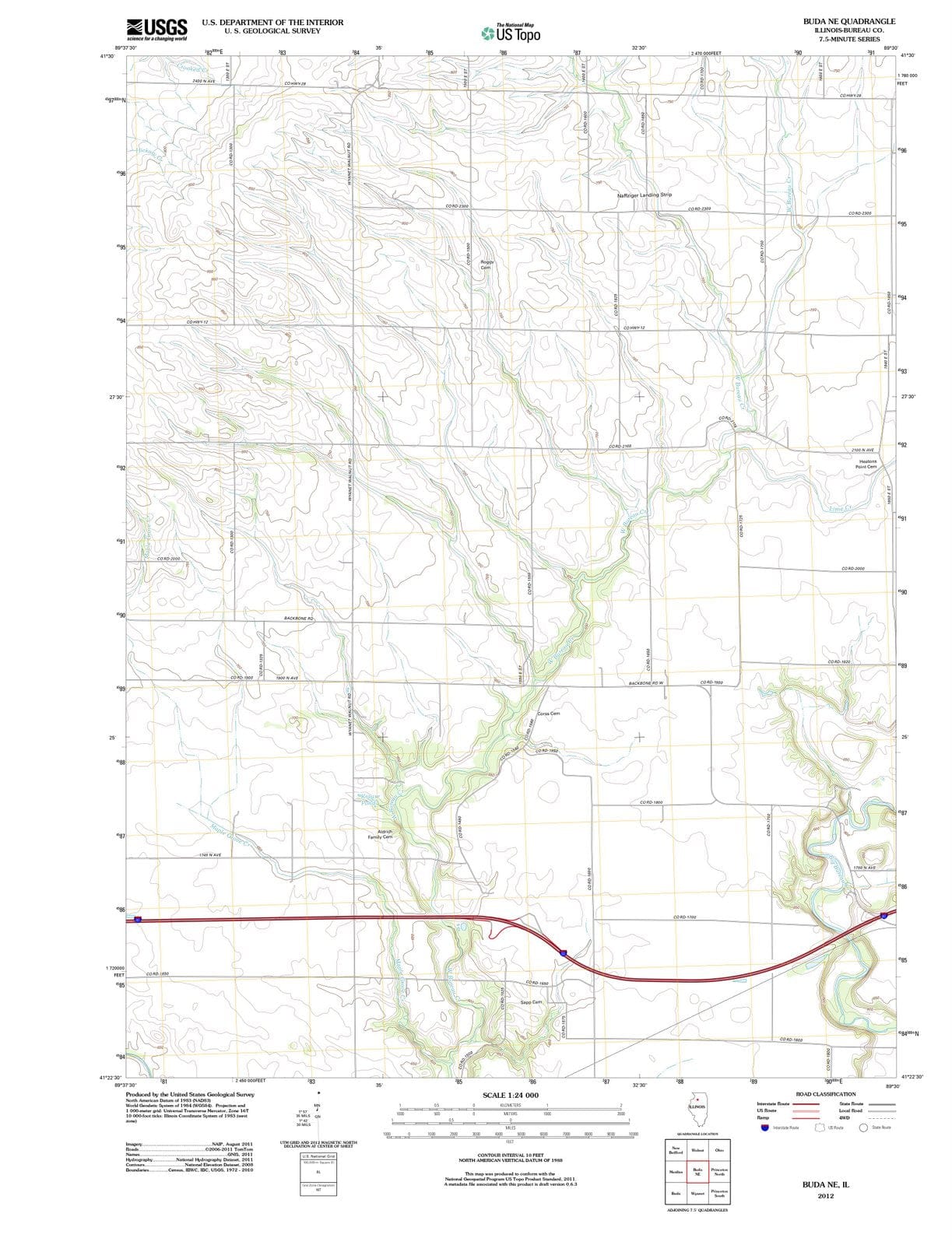 2012 Buda, IL - Illinois - USGS Topographic Map