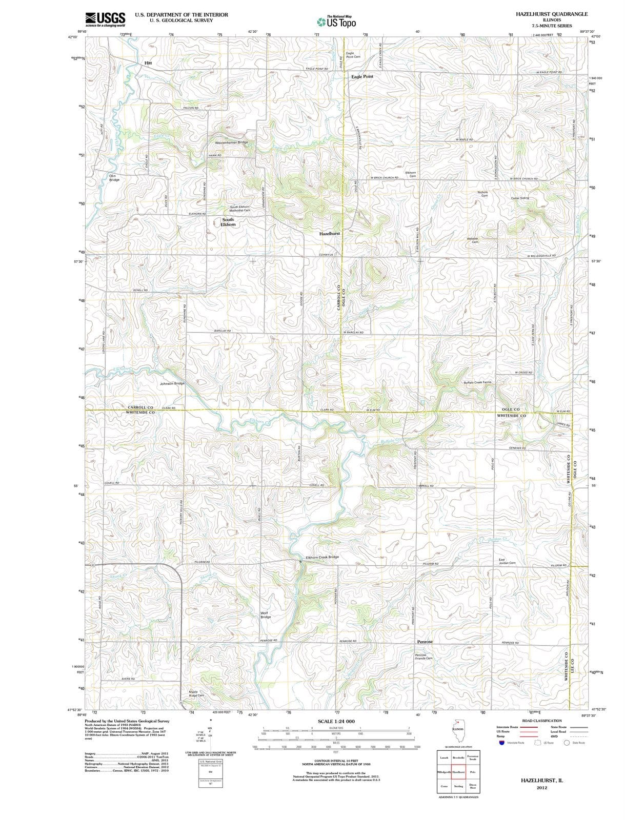 2012 Hazelhurst, IL - Illinois - USGS Topographic Map