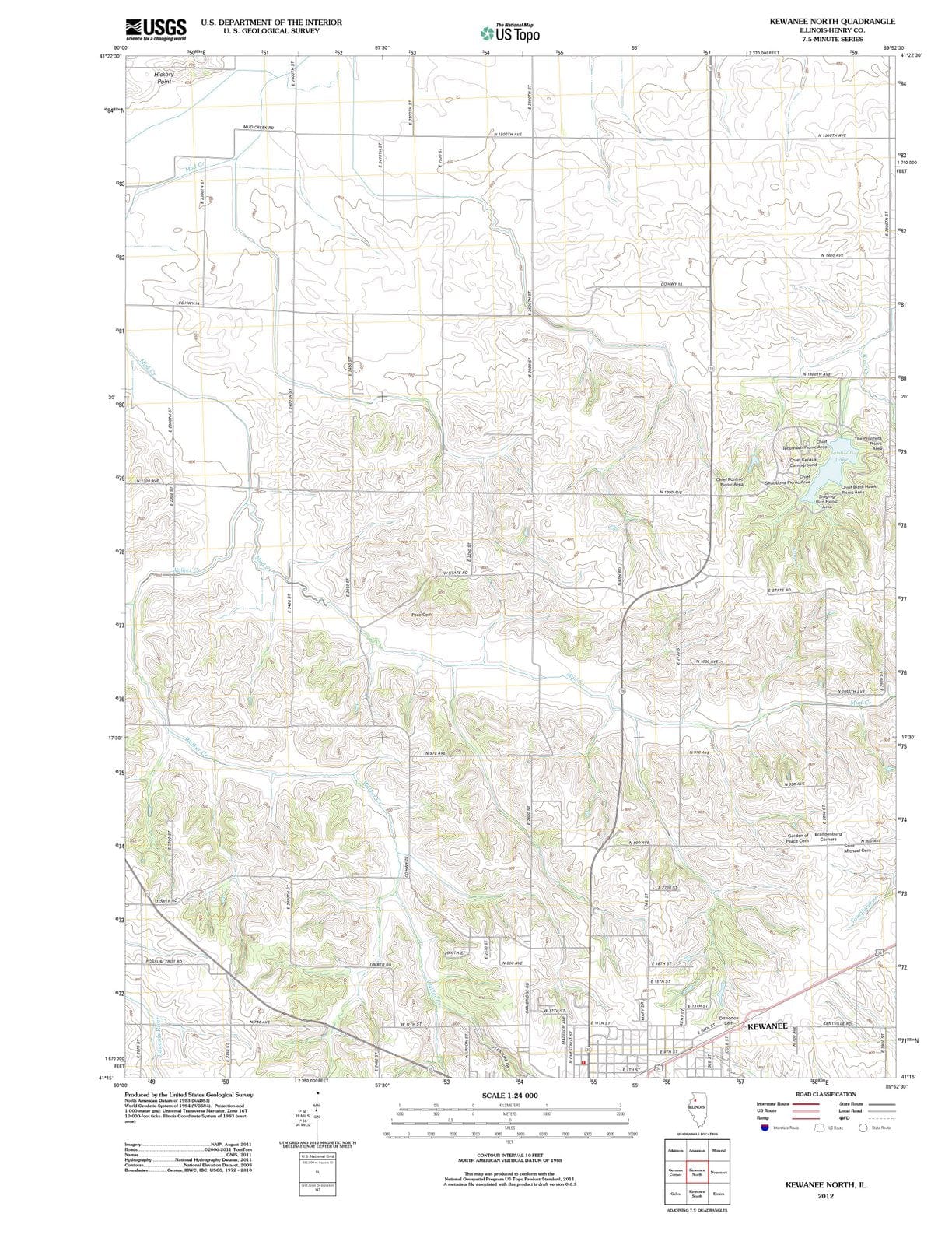 2012 Kewanee North, IL - Illinois - USGS Topographic Map